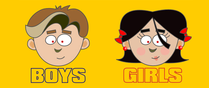 I vectored out an image of a cartoon boy and girl.